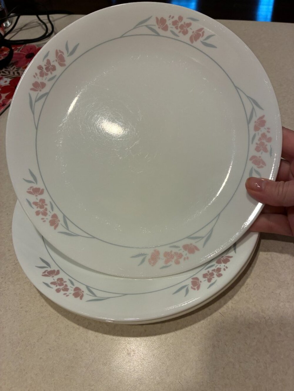 Set of four (4) Corelle Silk Blossoms 10¼" Dinner Plates Cottagecore Farmhouse
